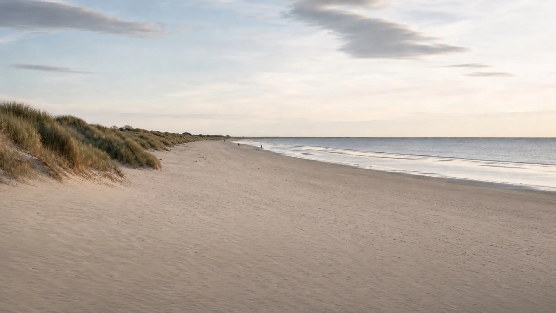 Shallow, bright water and soft sand at Falsterbo beach on a summer day
