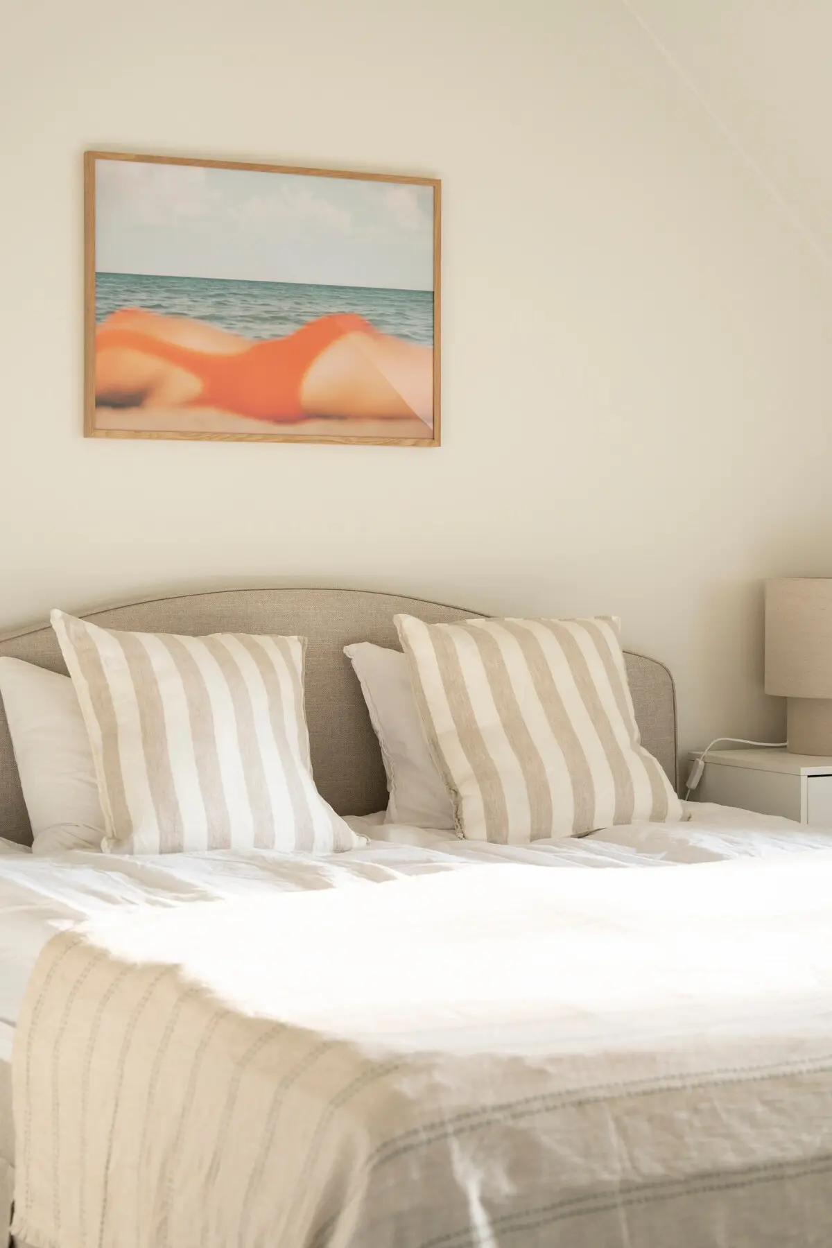 Bedroom 1 with bedside table and lamp