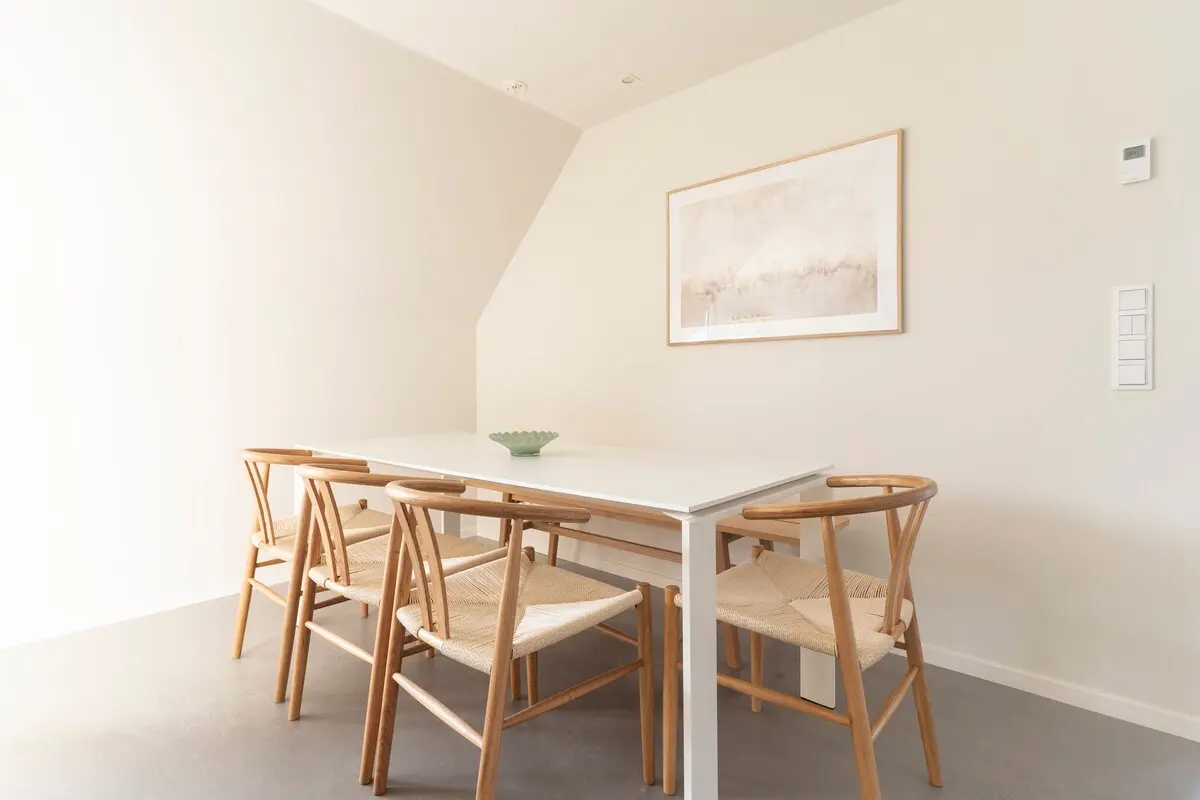 Dining area with set table