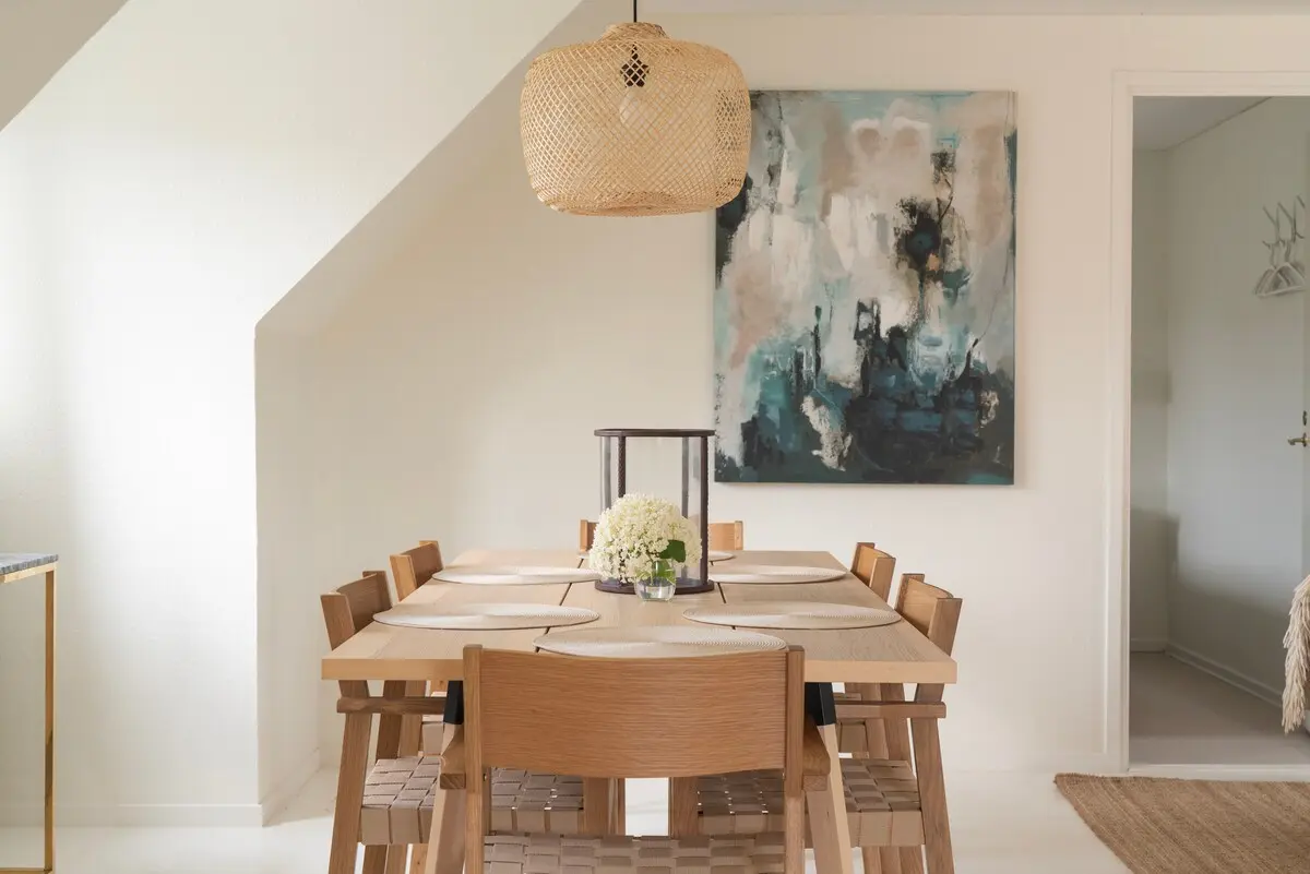 Dining room with view towards living room