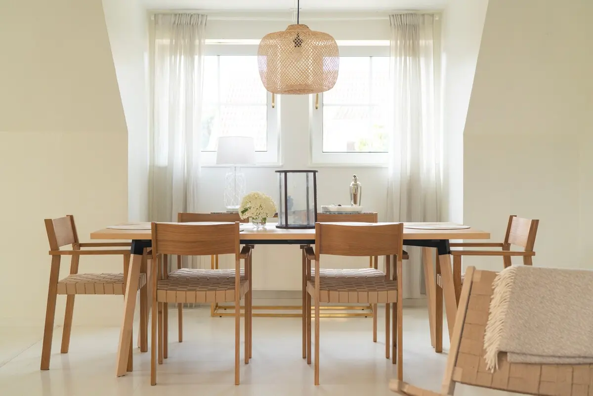 Dining room with set table