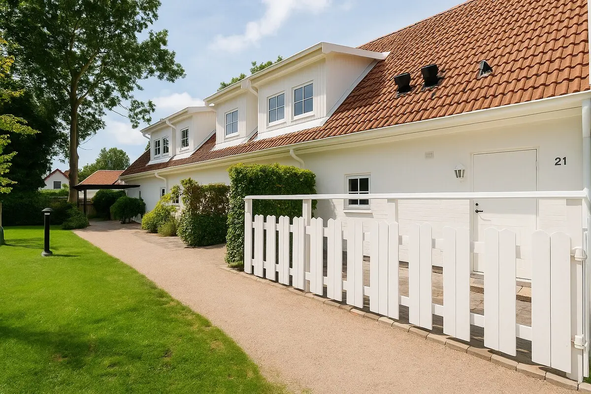 Well-kept holiday home with white façade and garden in Falsterbo