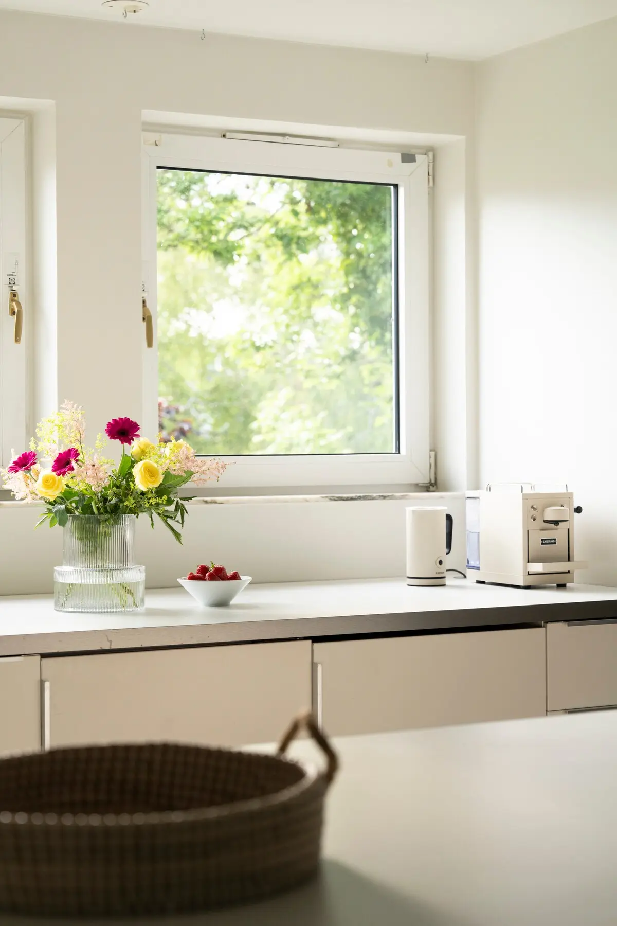 Kitchen with countertop and storage