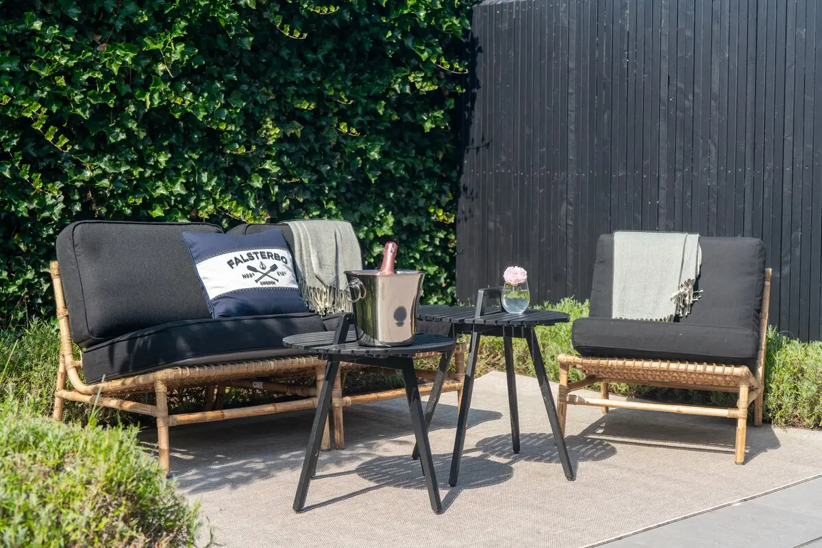 Prepared patio with Falsterbo details for arriving guests